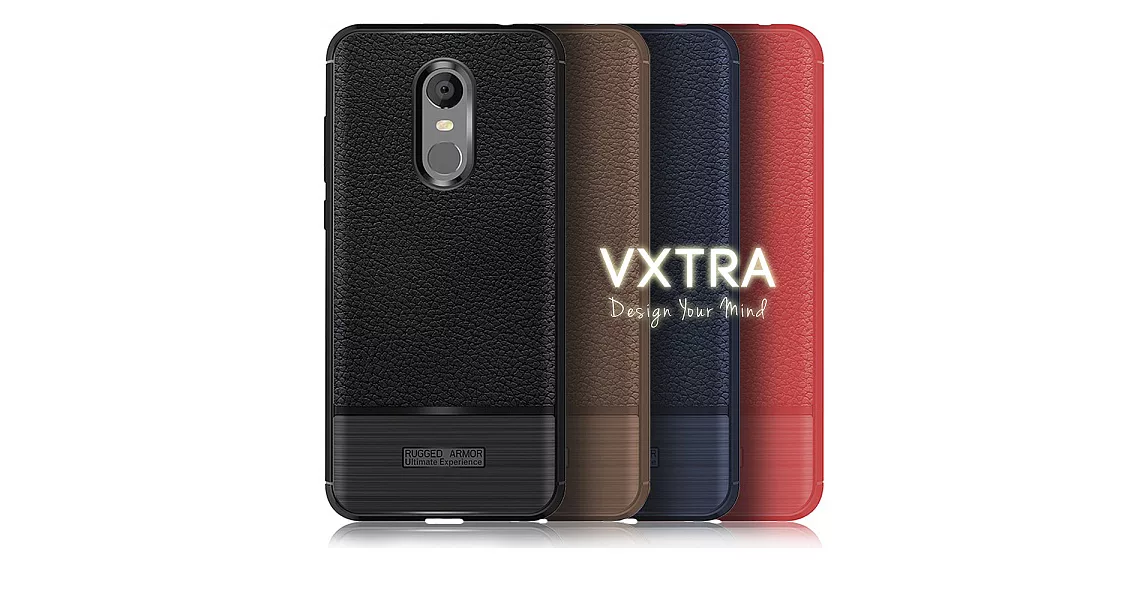 VXTRA 紅米5 Plus 手感皮紋風 軟性手機殼純黑