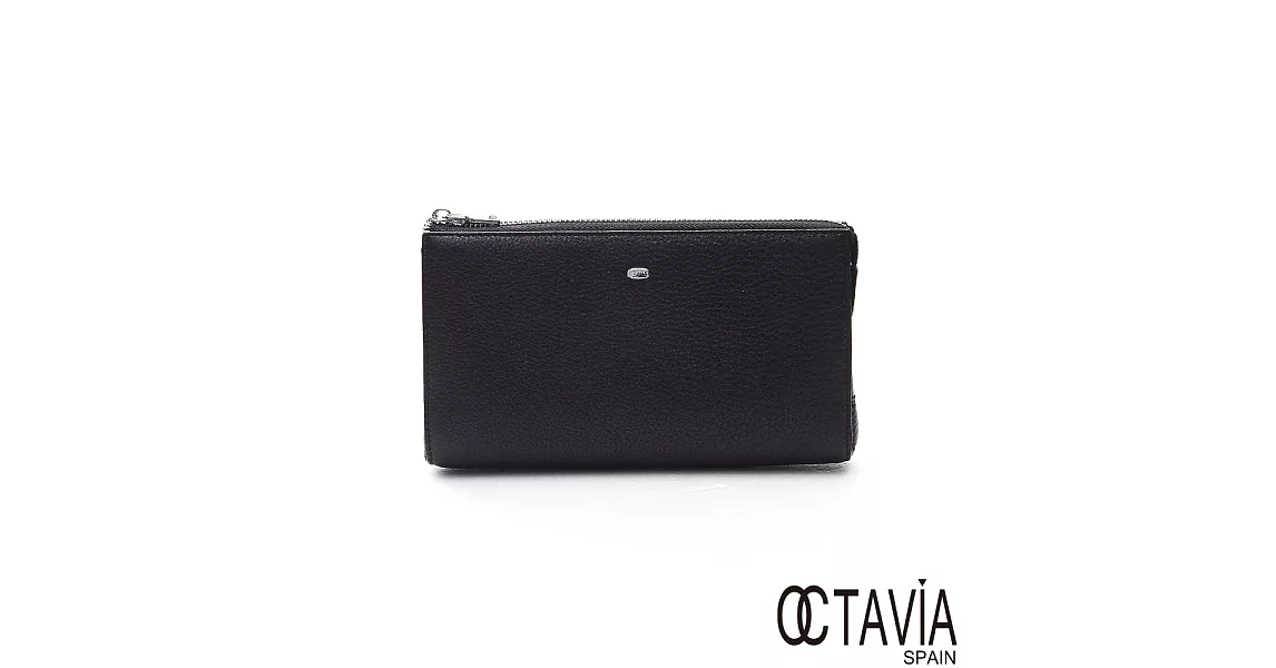 OCTAVIA 8 真皮 - 手挽子 全牛皮手拿式護照二用大皮夾 - 大器黑無大器黑