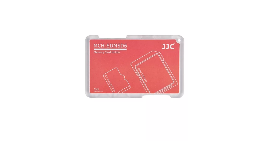 JJC二張SD+四張Micro SD記憶卡儲存盒MCH-SDMSD6CN紅色(名片型)