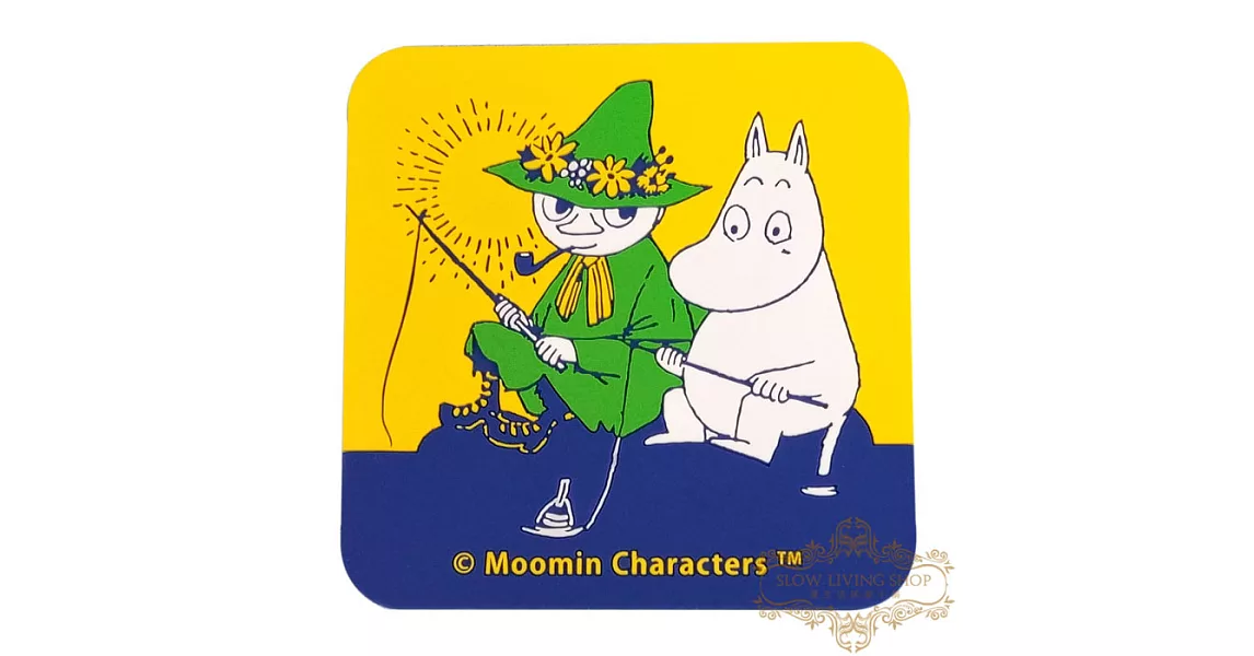 日本進口 嚕嚕米moomin 立體刻紋杯墊C-嚕嚕米和阿金釣魚