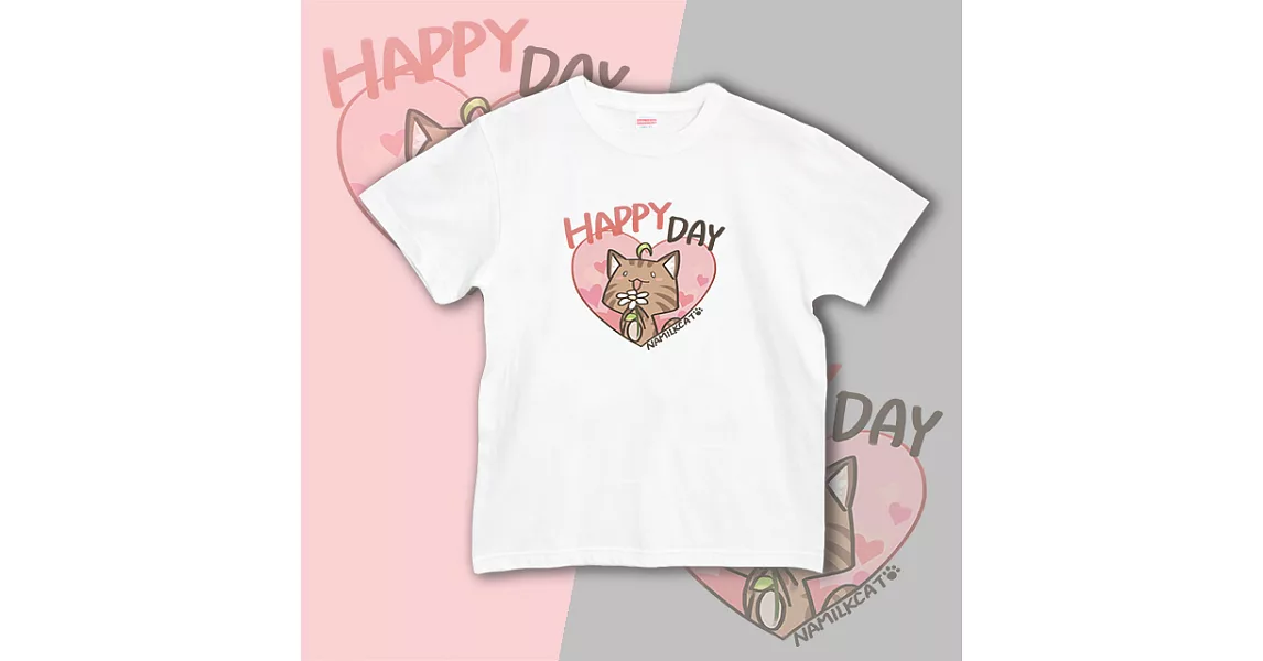 【kuroi-T】Heart L happyday 日本United Athle純棉柔感 中性T恤XL白色