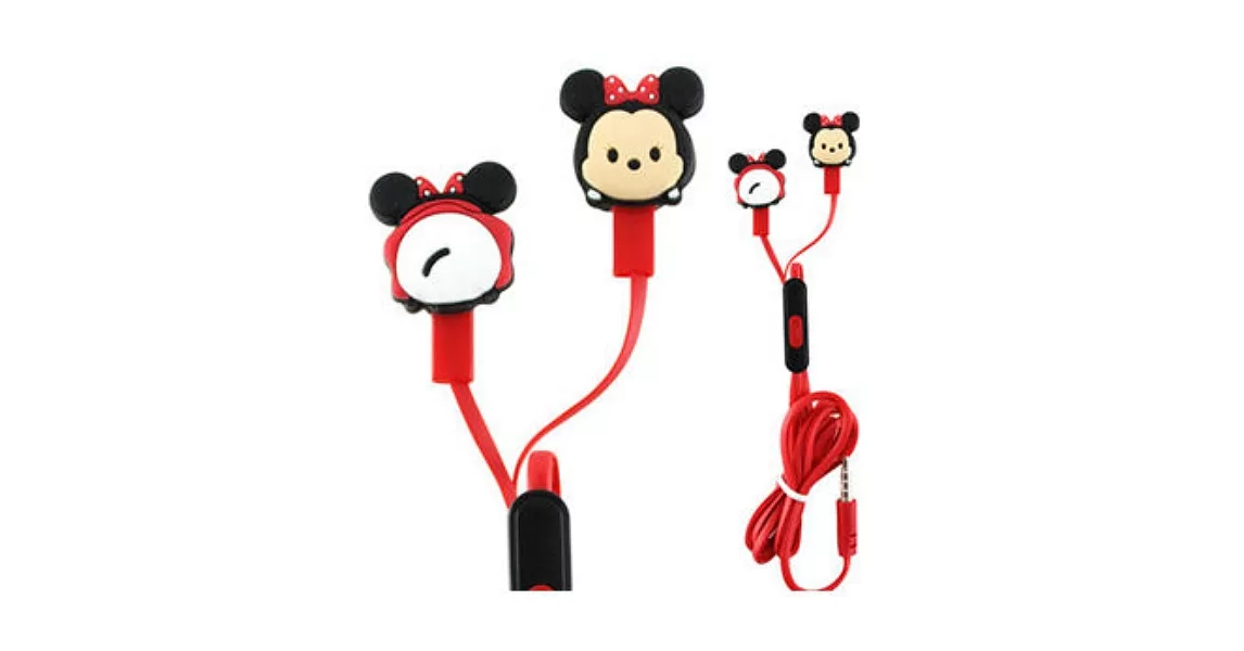【Disney】TSUM TSUM 可愛造型入耳式線控耳機米妮