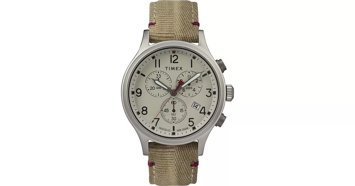 【TIMEX】 天美時 Allied Chrono系列 復刻潮流三眼計時手錶 (米白/米黃色 TXTW2R60500)