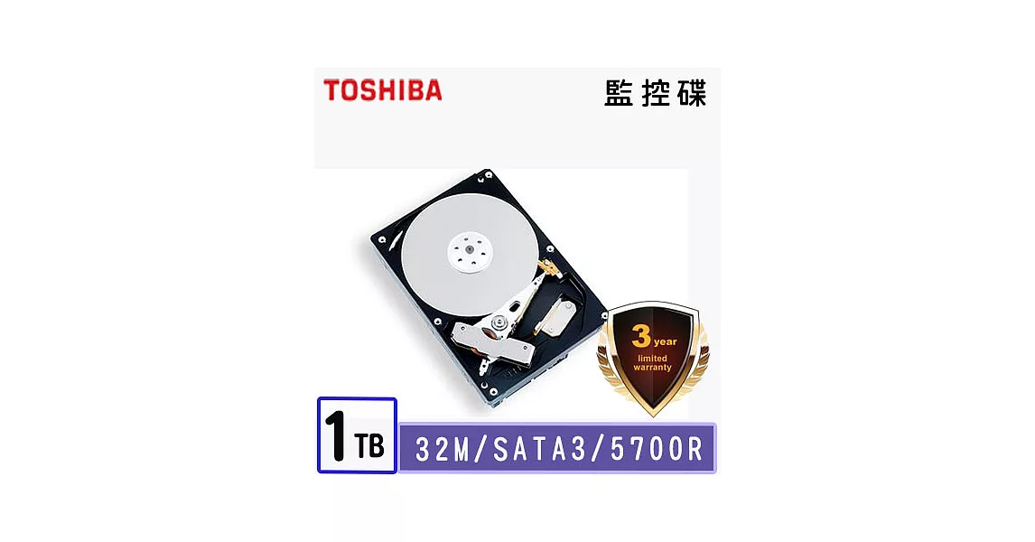 Toshiba 東芝 1TB 3.5吋 AV影音監控硬碟 (DT01ABA100V)