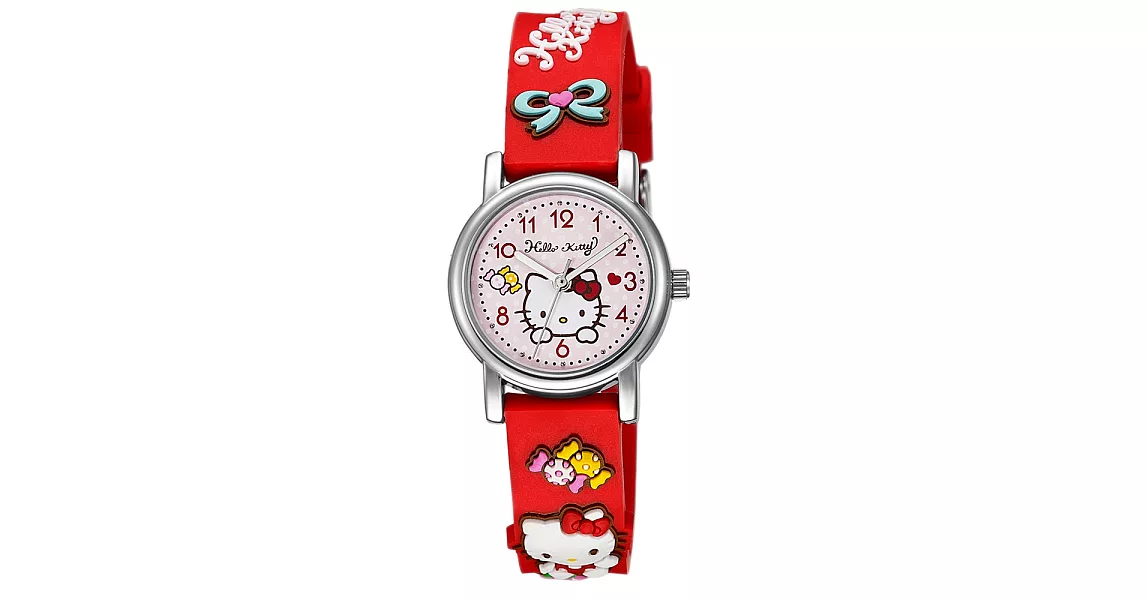 Hello Kitty KT015 甜蜜糖果立體凱蒂貓小錶面矽膠手錶- 紅色