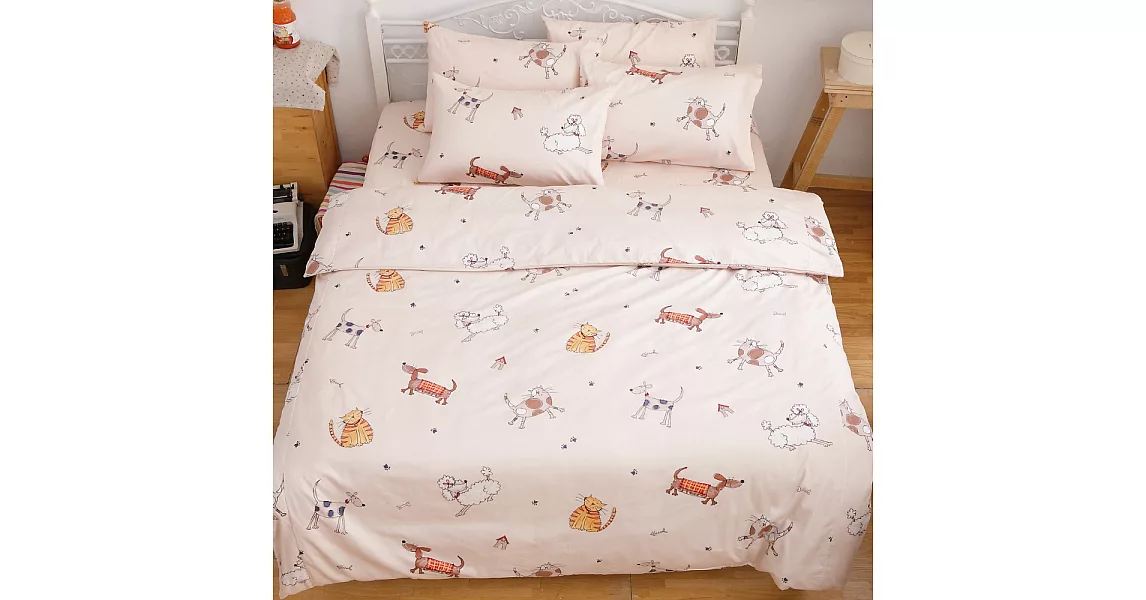 【kokomo’s 扣扣馬】鎮瀾宮大甲媽授權100%精梳棉單人床包二件組-多色-童趣卡通寵物趣