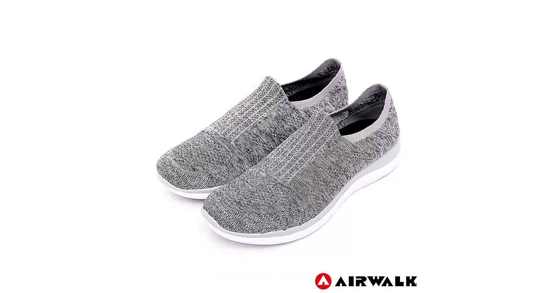 美國AIRWALK(女) - 流線美學編織襪感休閒鞋US7.5淺灰