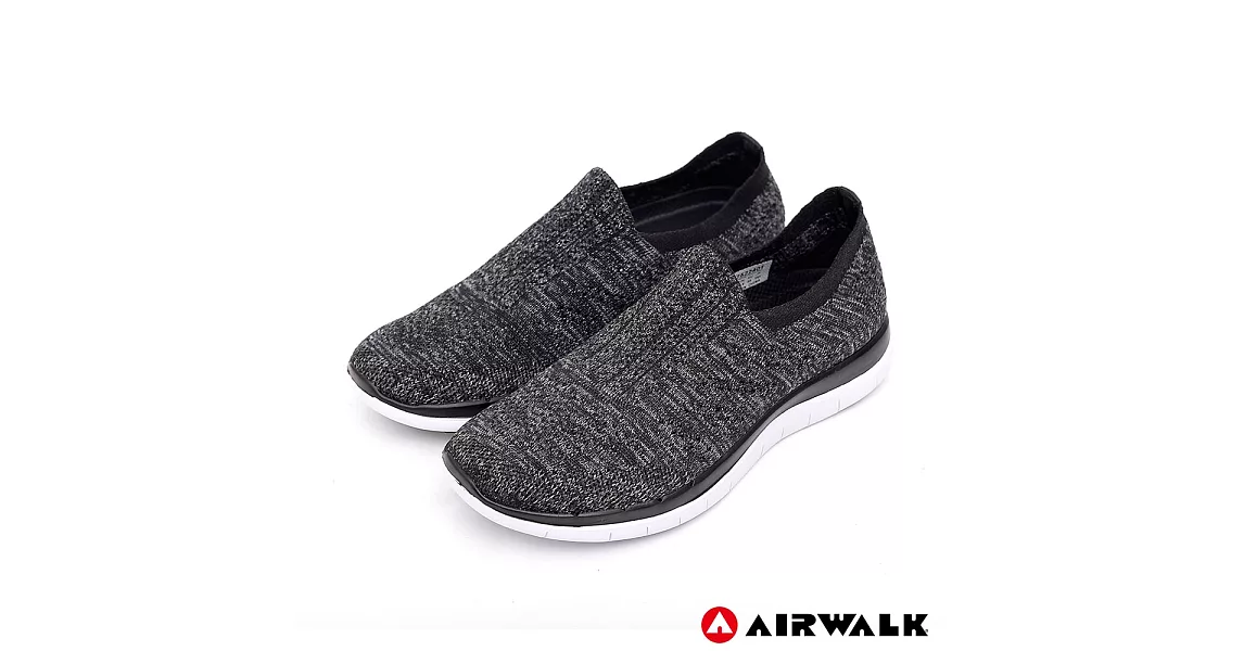 美國AIRWALK(女) - 流線美學編織襪感休閒鞋US6.5黑色