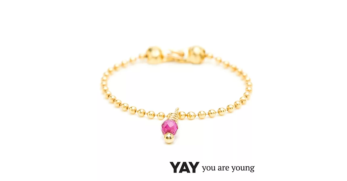 YAY You Are Young 法國品牌 Frida 寶石花束戒指 鍊戒款 紅寶石S