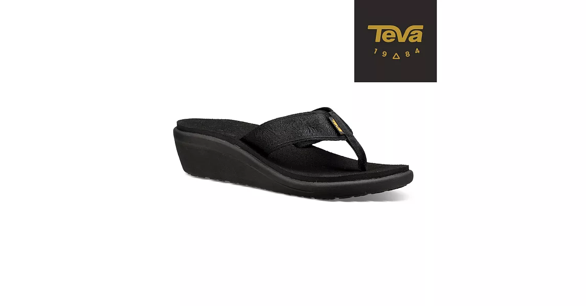 TEVA 美國 女 Voya Wedge 經典織帶高跟輕盈涼鞋-US8黑