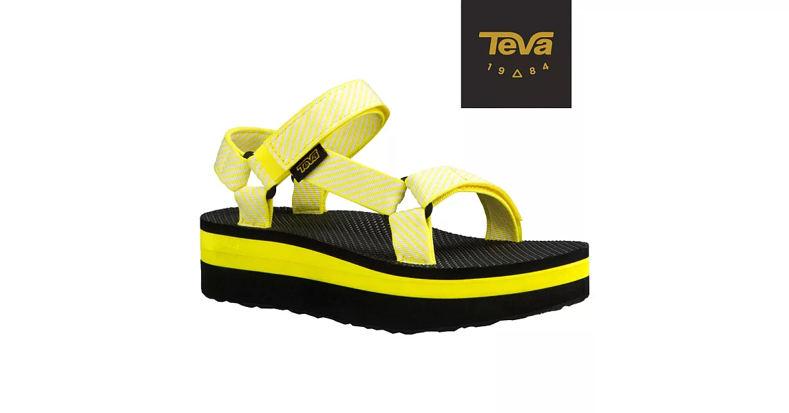 TEVA 美國 女 Flatform Universal 經典織帶厚底涼鞋-US5條紋黃