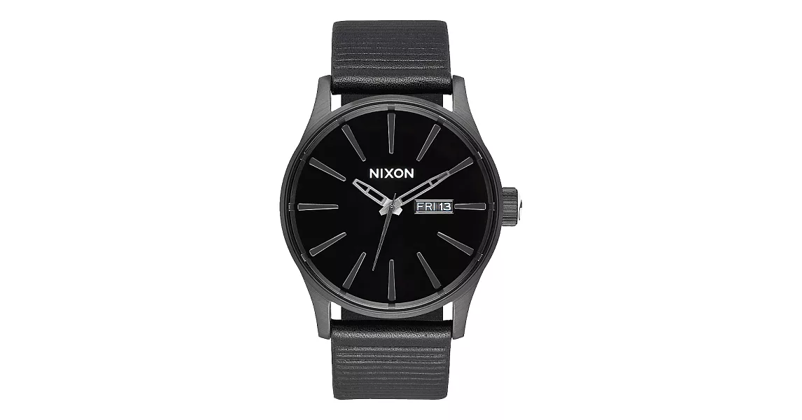 NIXON SENTRY LEATHER 冷冽爵士時尚腕錶-黑