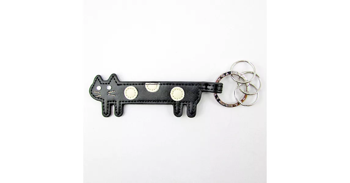【U】noafamily - J436BK 斑紋貓皮質鑰匙圈 - 黑色黑色