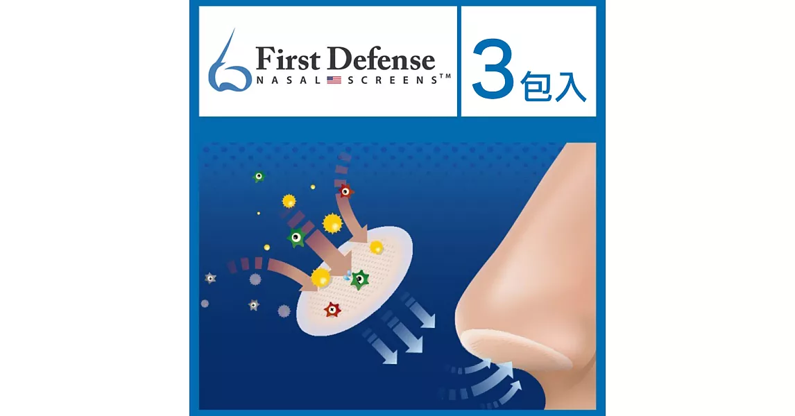 【First Defense】PM2.5 防塵霾花粉病菌隱形鼻貼 中型-14枚 3包入