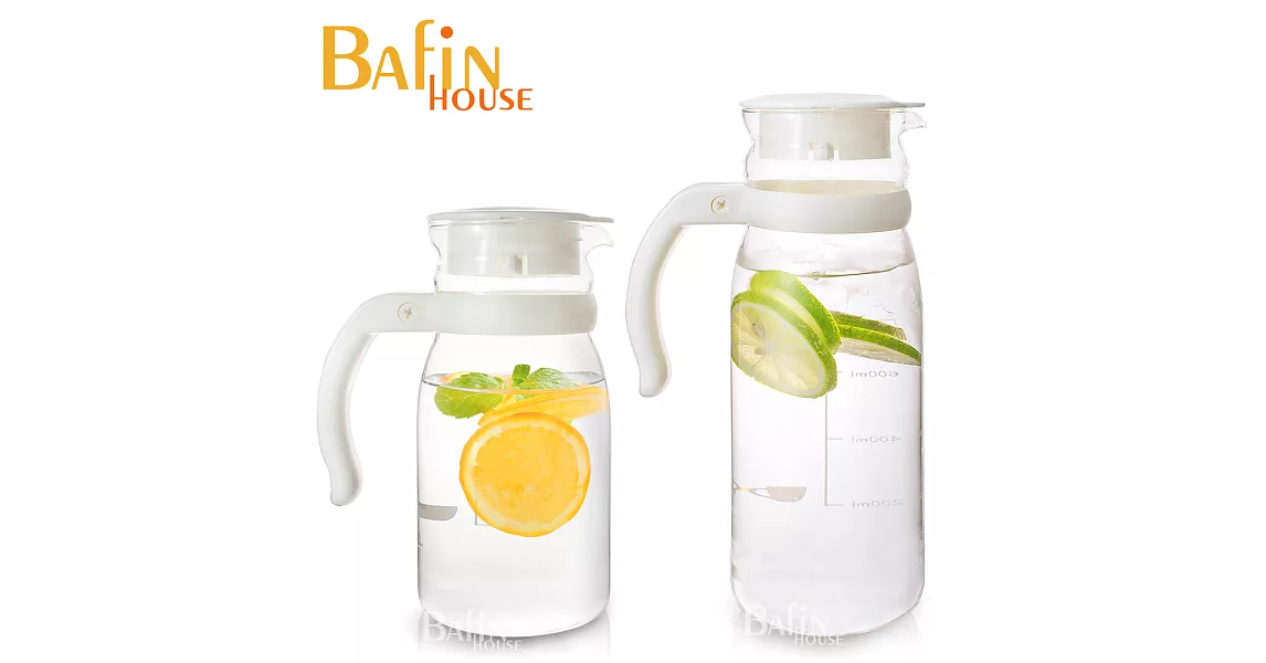 【Bafin House】台玻耐熱玻璃冷水壺超值2入組(1215+805ml)