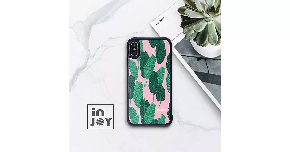 INJOYmall for iPhone X 浪漫仲夏之葉 耐撞擊邊框手機殼 保護殼