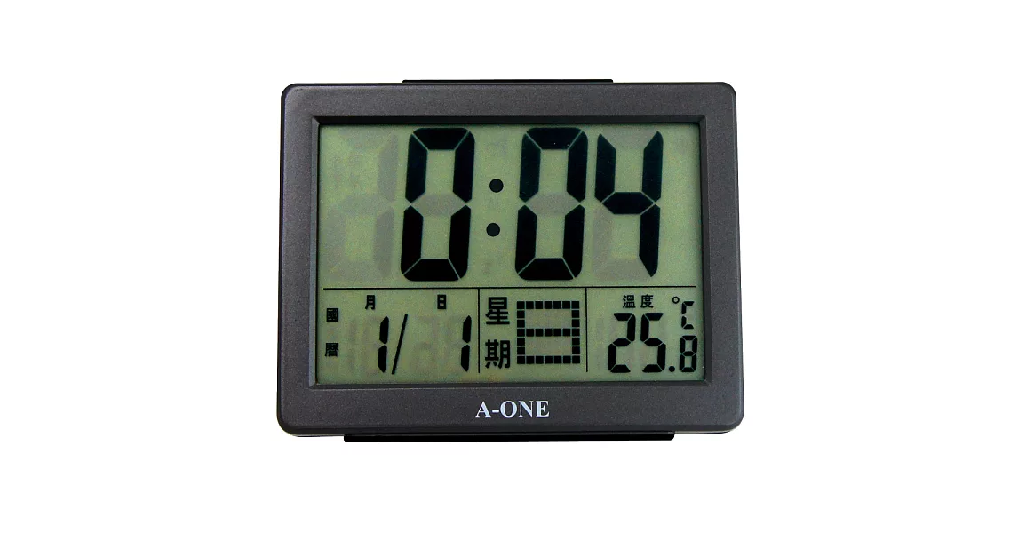 A-ONE TG-071 小巧LCD多功能顯示桌上型夜光鬧鐘- 深灰色