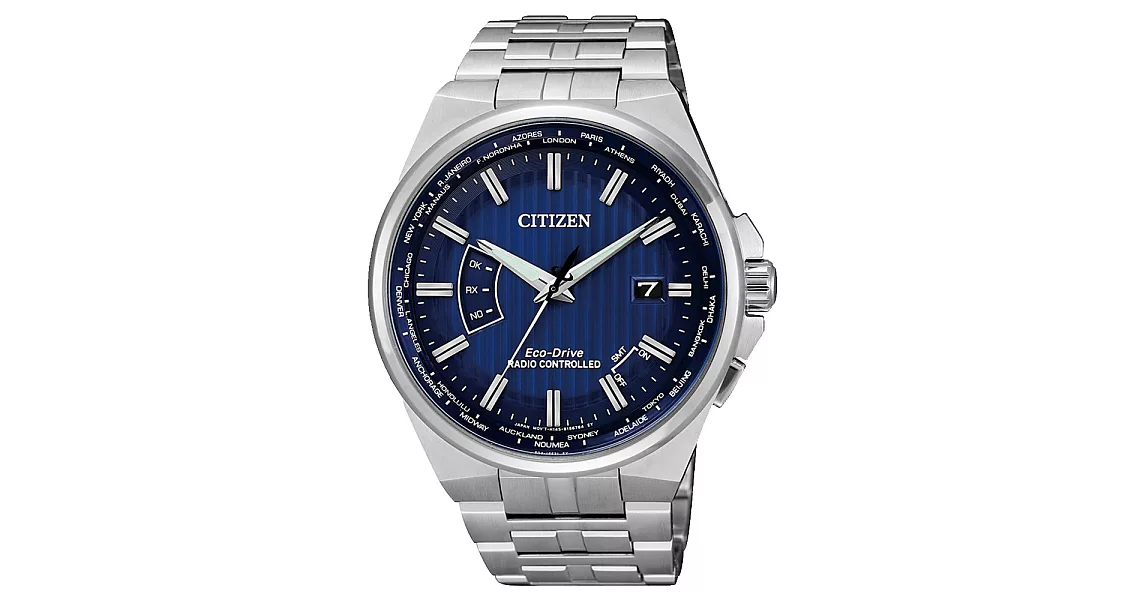 CITIZEN 寶藍紳士時尚功能男腕錶-CB0160-51L