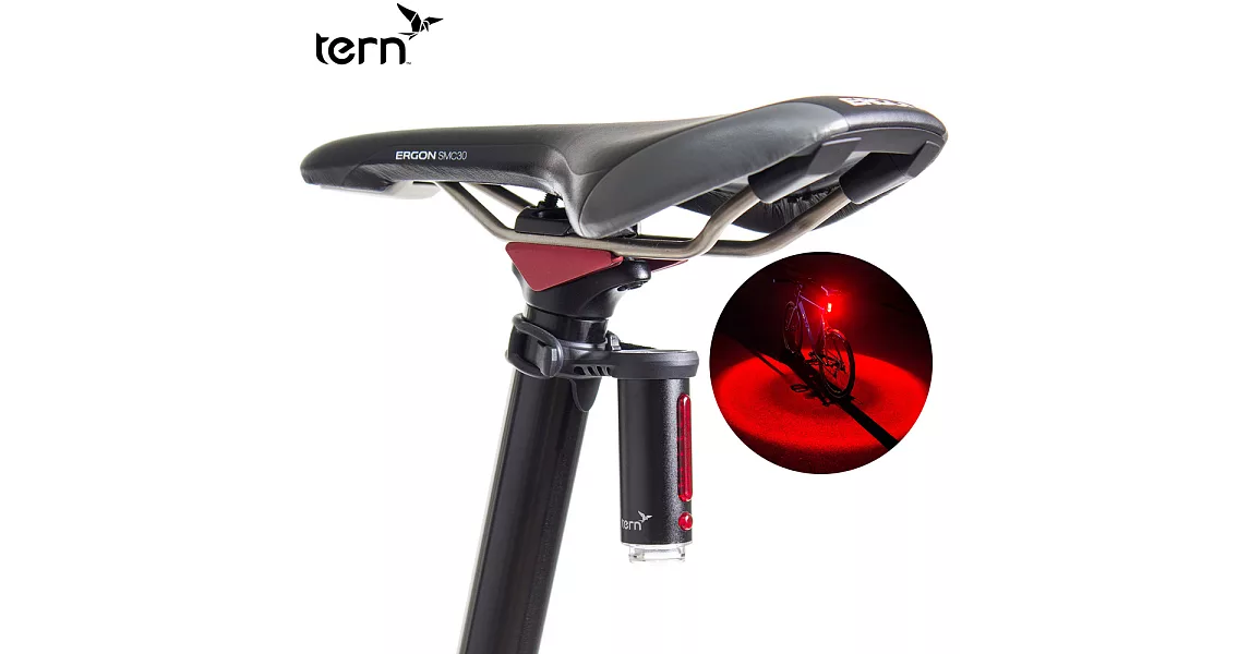 Tern Vizy Light 360度鋁合金地面投射紅光尾燈/後燈-黑色