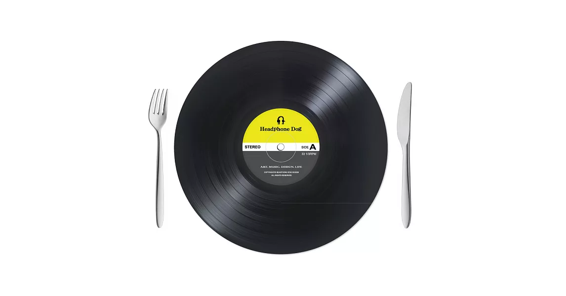 黑膠唱片造型餐墊/桌墊(1片入)黃灰款