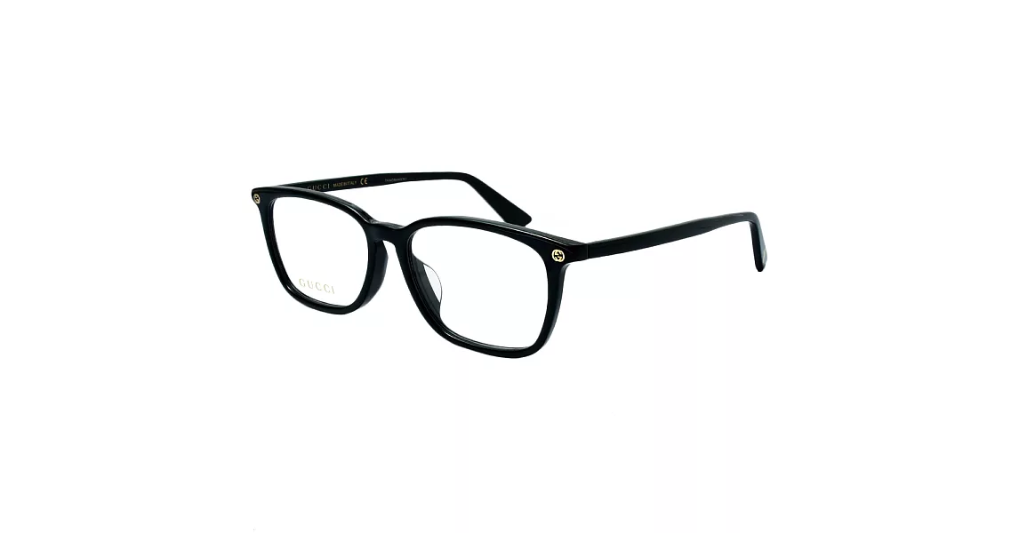 【GUCCI 古馳】經典雙G方框光學眼鏡-黑框(GG0156OA-001)