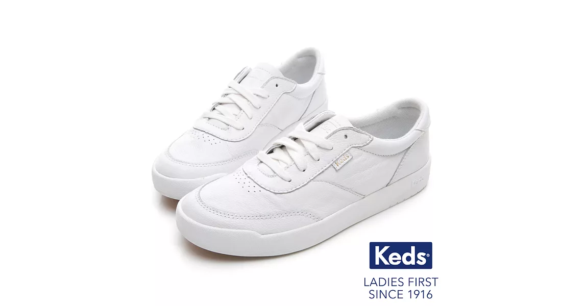 【Keds】MATCH PIONT 經典復刻皮革休閒鞋US8白色