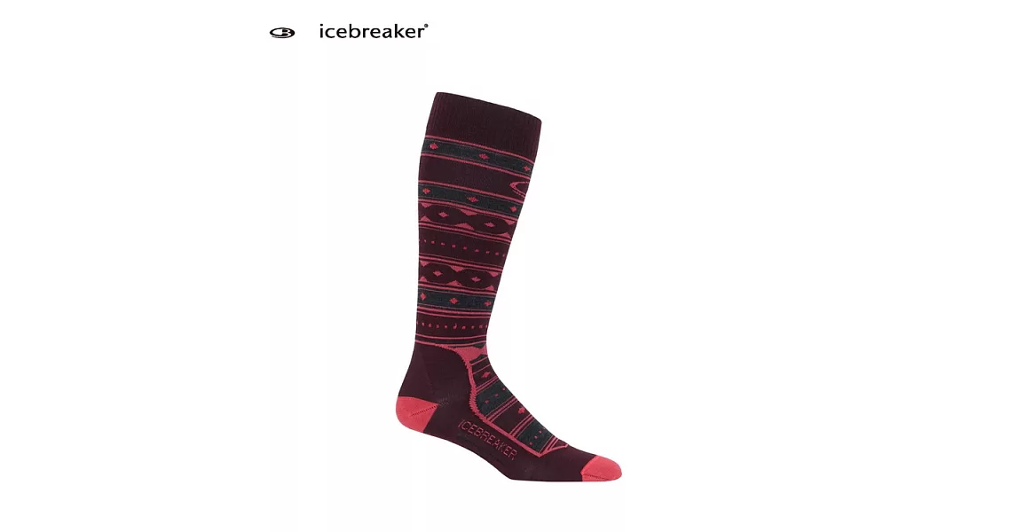 【紐西蘭Icebreaker 】 女 長筒輕薄毛圈滑雪襪/IB103394-601M深酒紅/桃