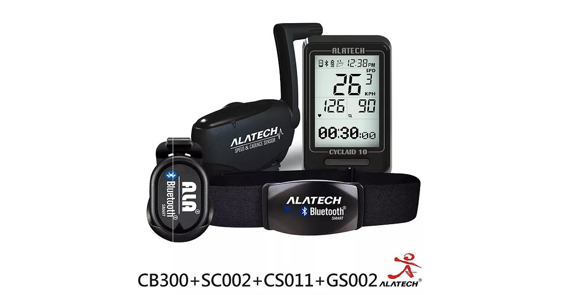 ALATECH 全配訓練優惠套組 (CB300車錶+SC002踏頻器+CS011心跳帶+GS002計步器)