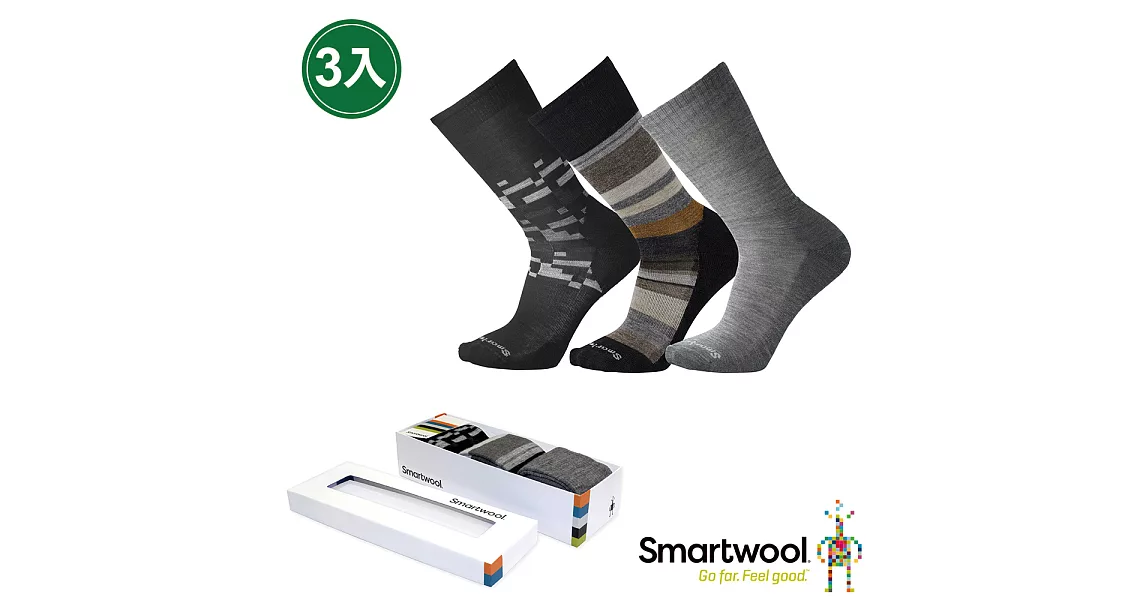 Smartwool Trio 男款經典襪組三入 L黑色系