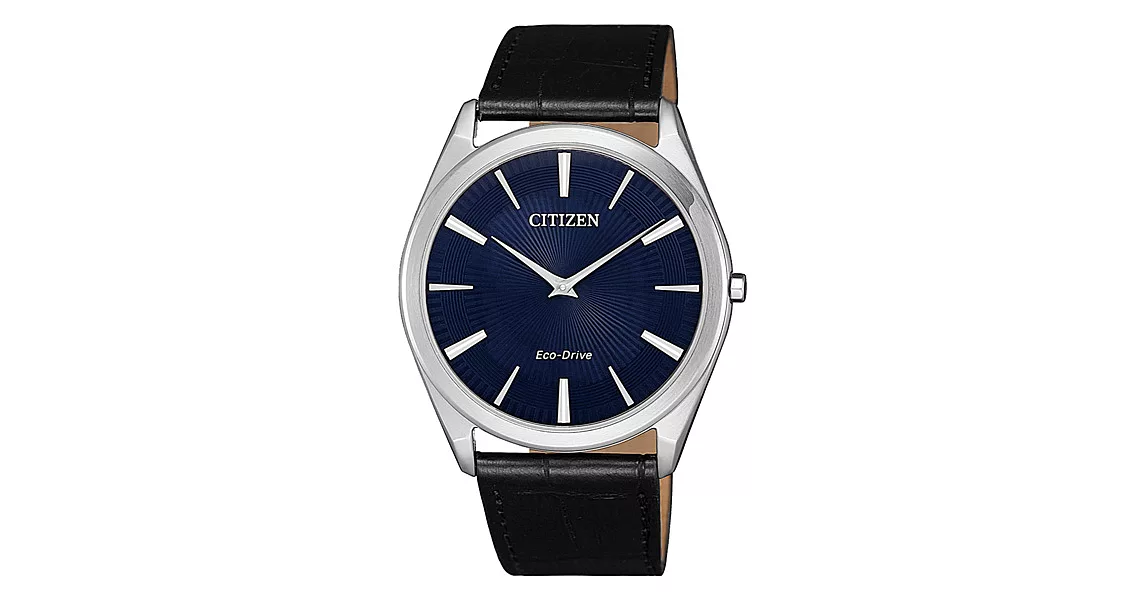 CITIZEN 光動能魅力四射時尚皮革腕錶-黑X藍-AR3070-04L
