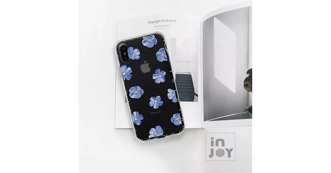 INJOYmall for iPhone 7 / 8 清新藍色亞麻花防摔耐震亮面手機殼