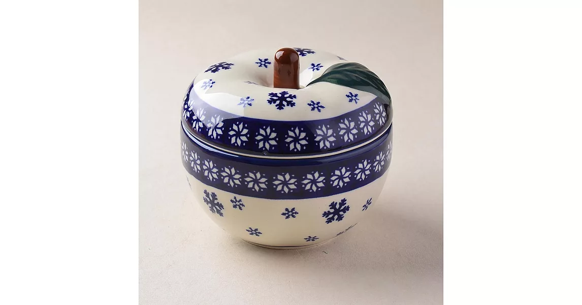 波蘭陶 雪白冰花系列 蘋果烤盅(含蓋) 12.5cm 波蘭手工製