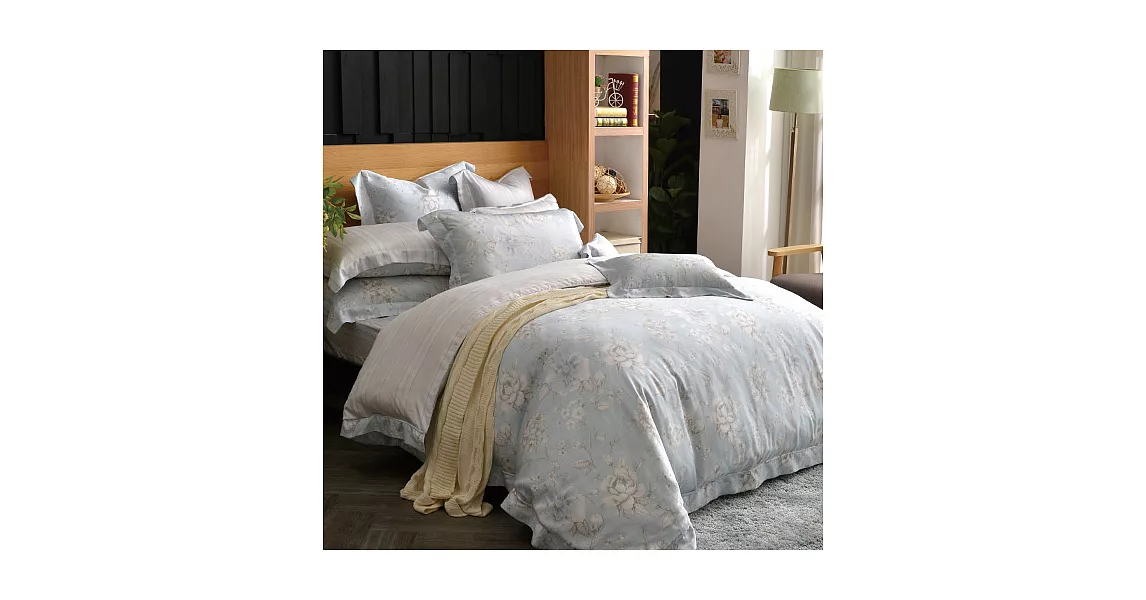 義大利La Belle《水芙花顏》特大天絲四件式防蹣抗菌吸濕排汗兩用被床包組