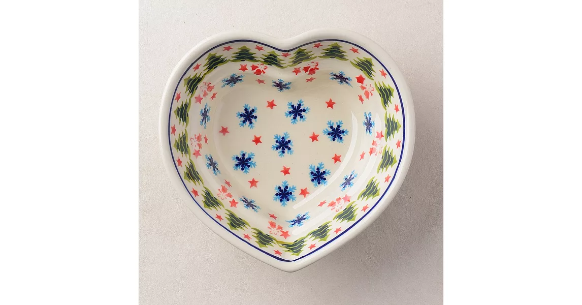 波蘭陶 耶誕雪花系列 愛心造型烤盤 波蘭手工製