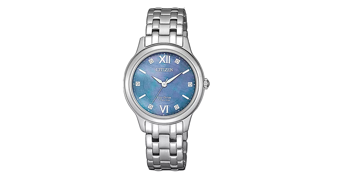 CITIZEN 晶彩綻放貝殼面女腕錶-藍-EM0720-85N