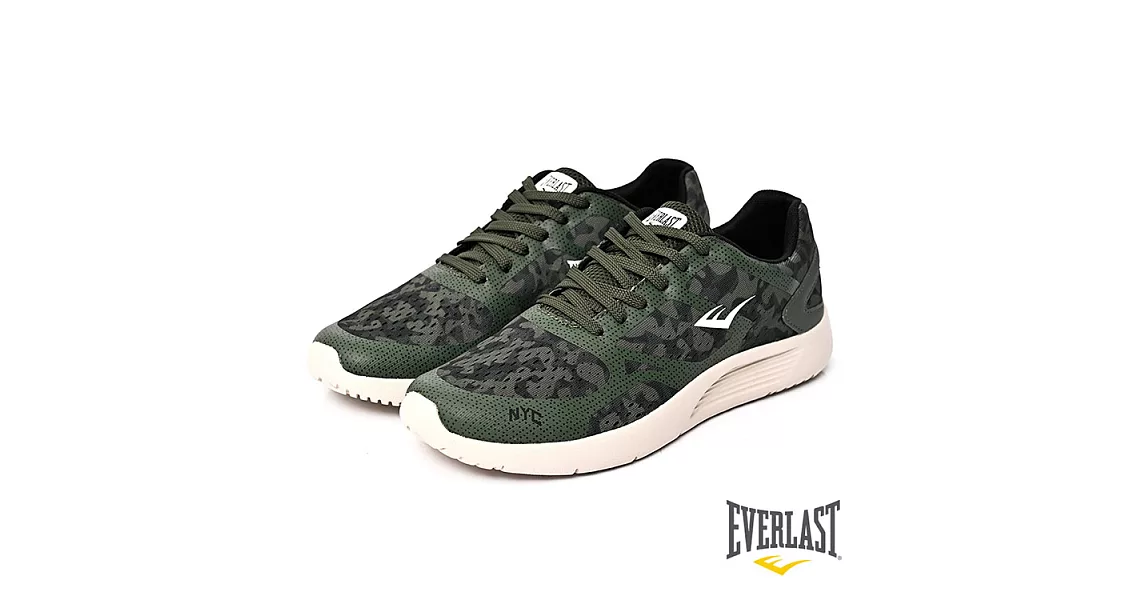 【EVERLAST】LIGHT WEIGHTED迷彩輕量透氣慢跑鞋US10.5綠迷彩