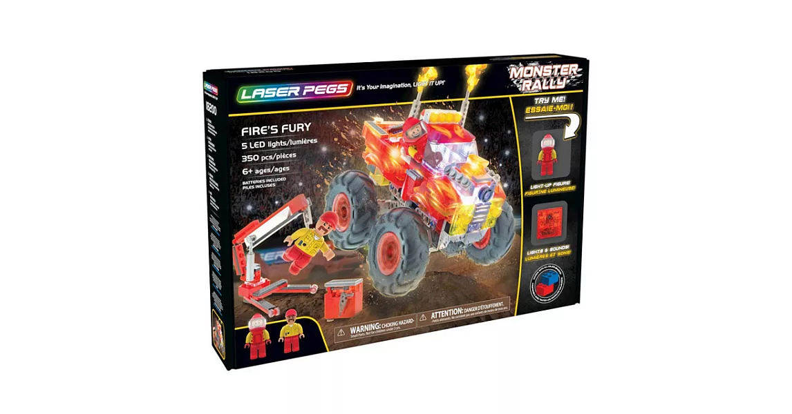 極光積木-聲光紅怪獸卡車