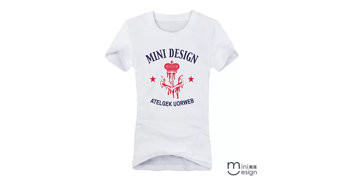 [Minidesign]（女款）皇冠海錨原創設計T 三色-XL(白色)