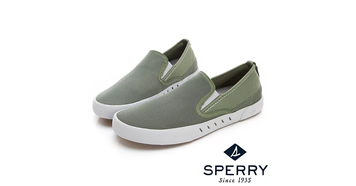 SPERRY 7SEAS 舒適感受無綁帶設計休閒鞋(男款)US8.5橄欖綠