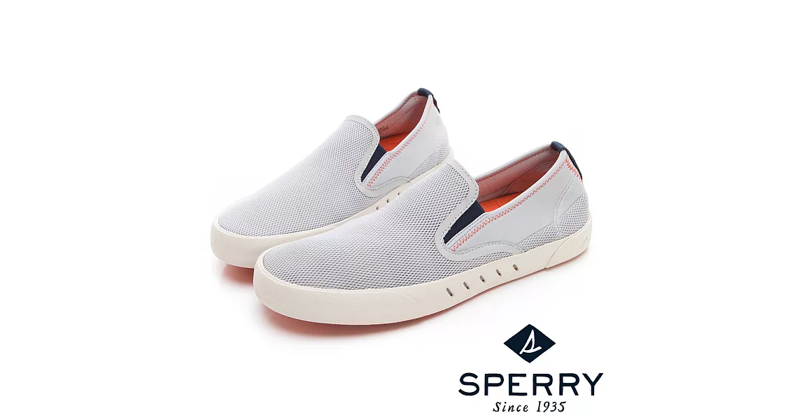 SPERRY 7SEAS 舒適感受無綁帶設計休閒鞋(男款)US8.5淺灰