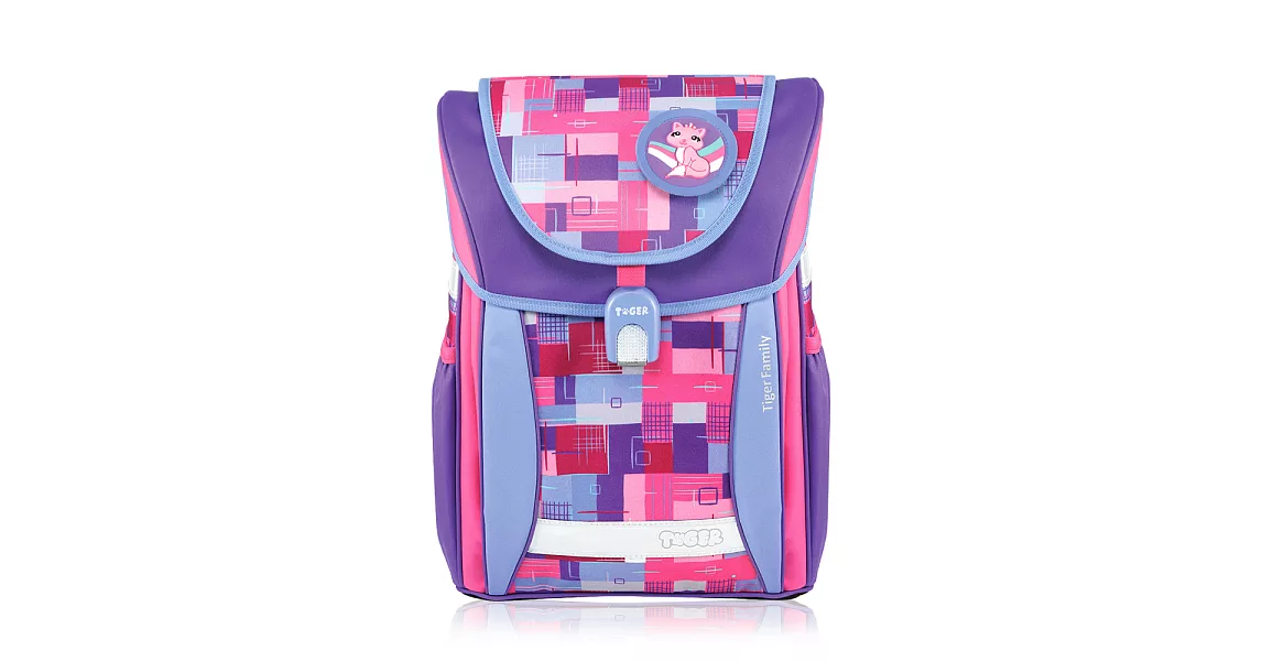 TigerFamily學院風超輕量護脊書包-幾何紫