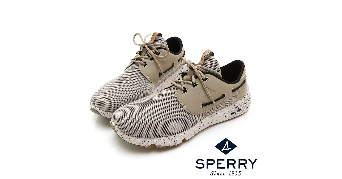 SPERRY 文藝復興7SEAS潑墨設計防潑水休閒鞋(男款)US8.5淺綠