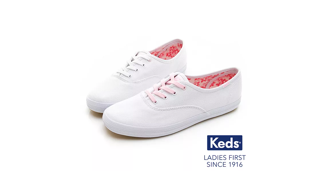 【Keds】CHAMPION 夢幻綁帶休閒鞋US6.5白粉限定款