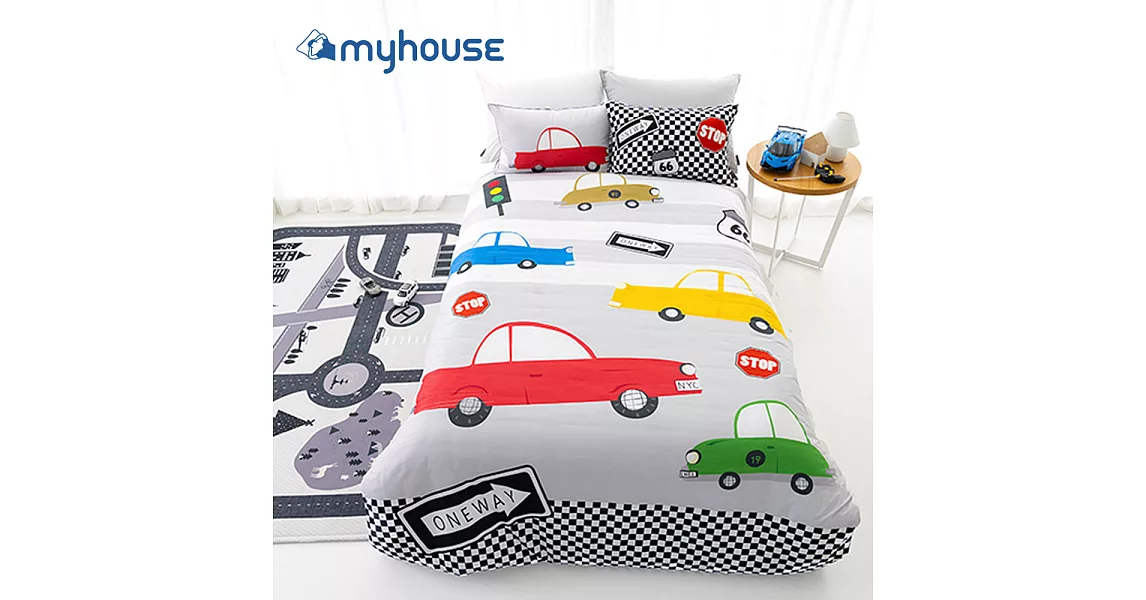 【myhouse】韓國超細纖維兩件式四季枕被組 - 瘋狂賽車