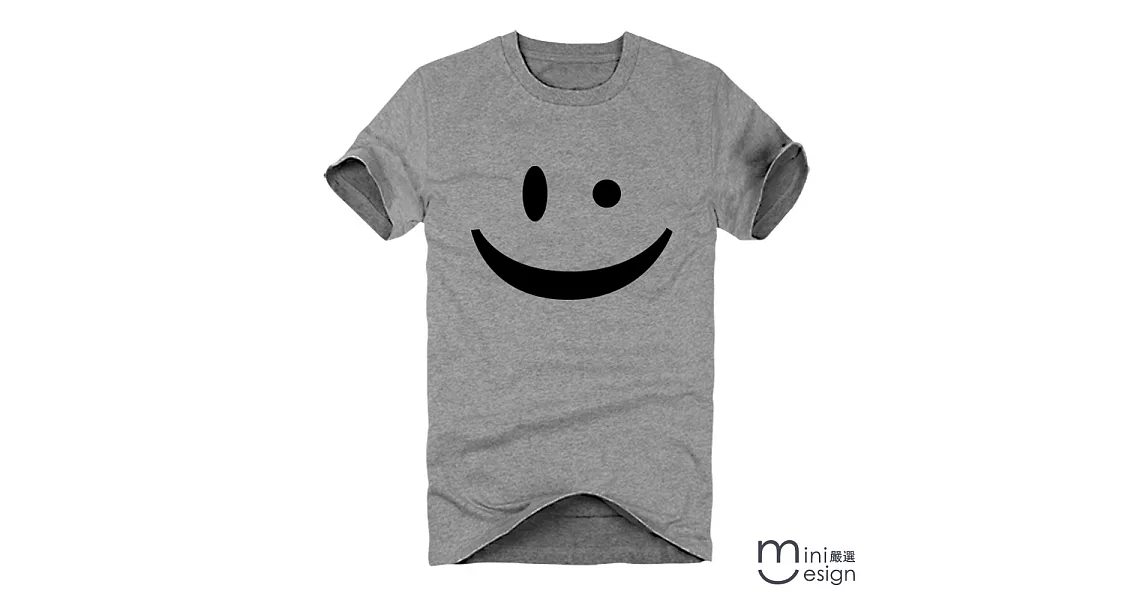 [Minidesign] （男款）Mini微笑原創設計T 三色-2XL（灰色）