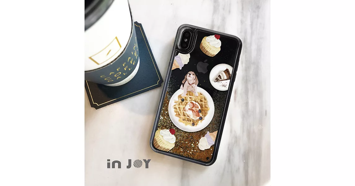 INJOYmall for iPhone 7+ / 8+ 愛甜食米格魯 透明 閃亮 流沙手機殼 保護殼