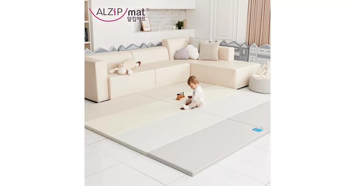 【ALZiPmat】韓國手工製 時尚經典四折折疊墊 - 經典時尚灰