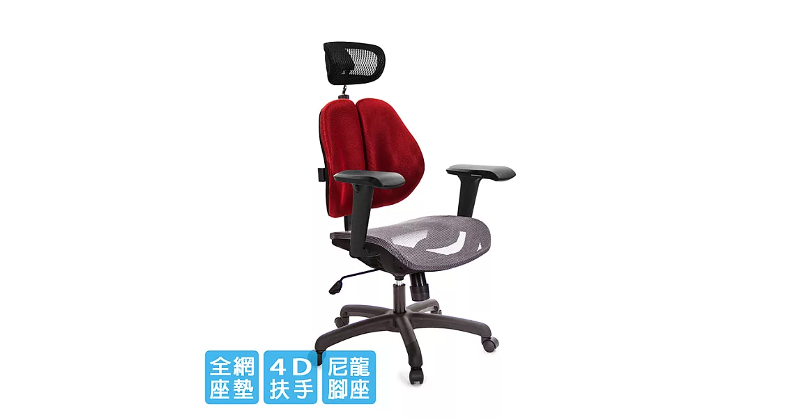 GXG 高背網座 雙背椅 (4D升降扶手)  TW-2802 EA3請備註顏色