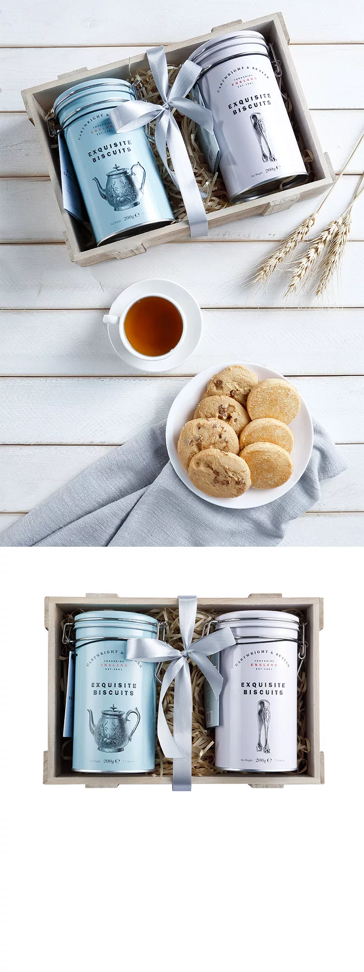 博客來 英國傳統手工 C B經典鐵罐禮盒 雙口味 巧克力餅 金沙糖酥餅 含提袋
