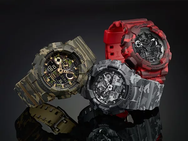 博客來 Casio 卡西歐g Shock系列迷彩魅力時尚雙顯電子錶 迷彩紅ga 100cm 4a